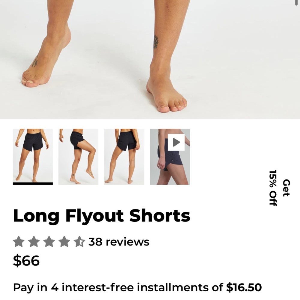 Oiselle Long Flyout shorts, size 6